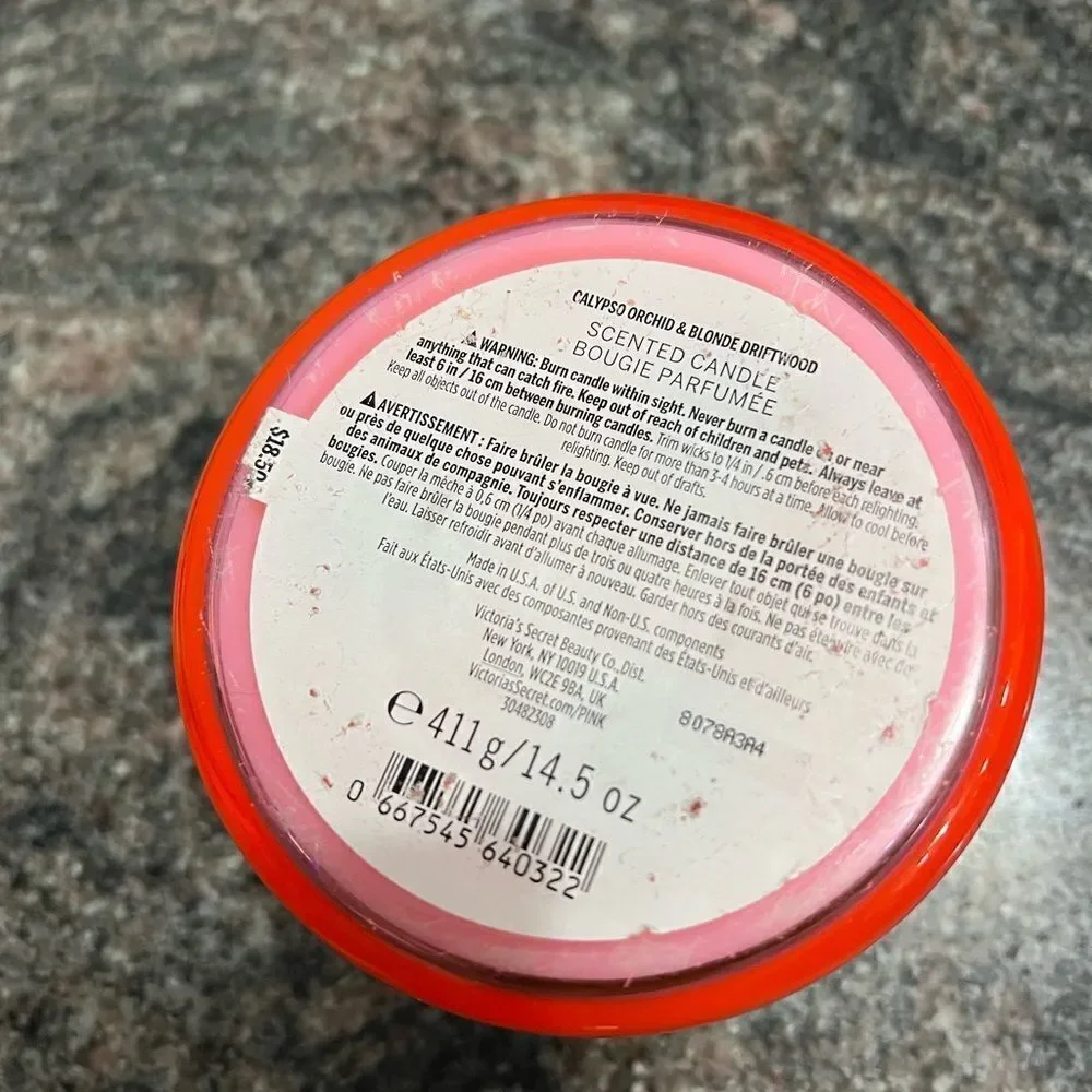 Victorias Secret Pink I’ll Pink to that 3 Wick Candle Calypso Orchid Driftwood